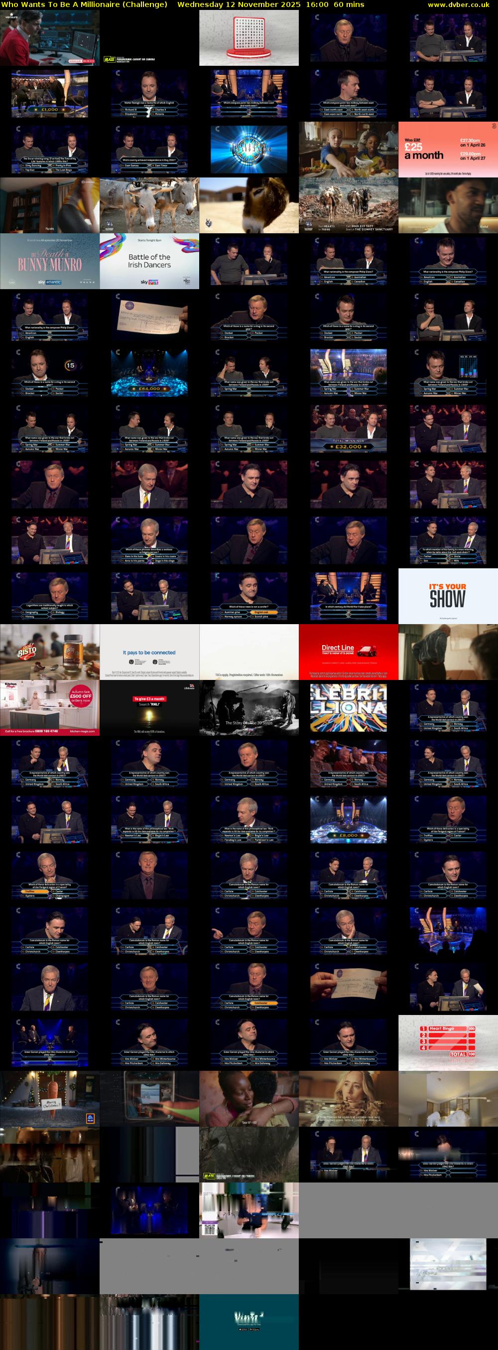 Who Wants To Be A Millionaire (Challenge) Wednesday 12 November 2025 16:00 - 17:00