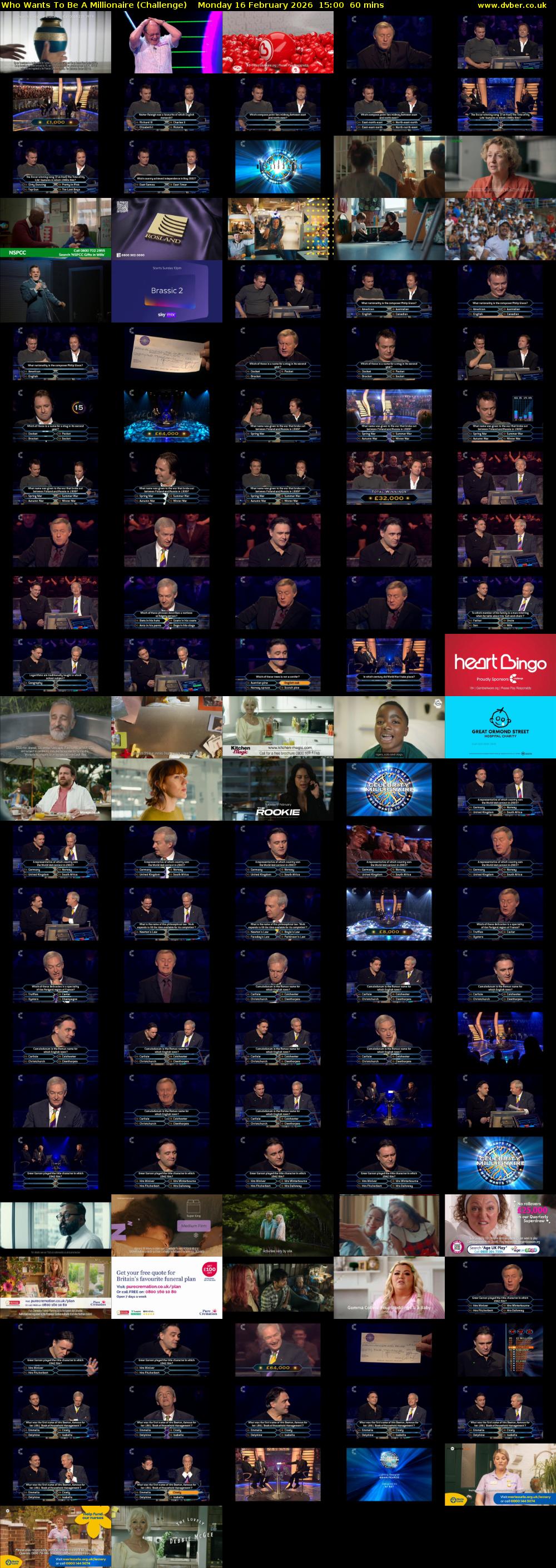 Who Wants To Be A Millionaire (Challenge) Monday 16 February 2026 15:00 - 16:00