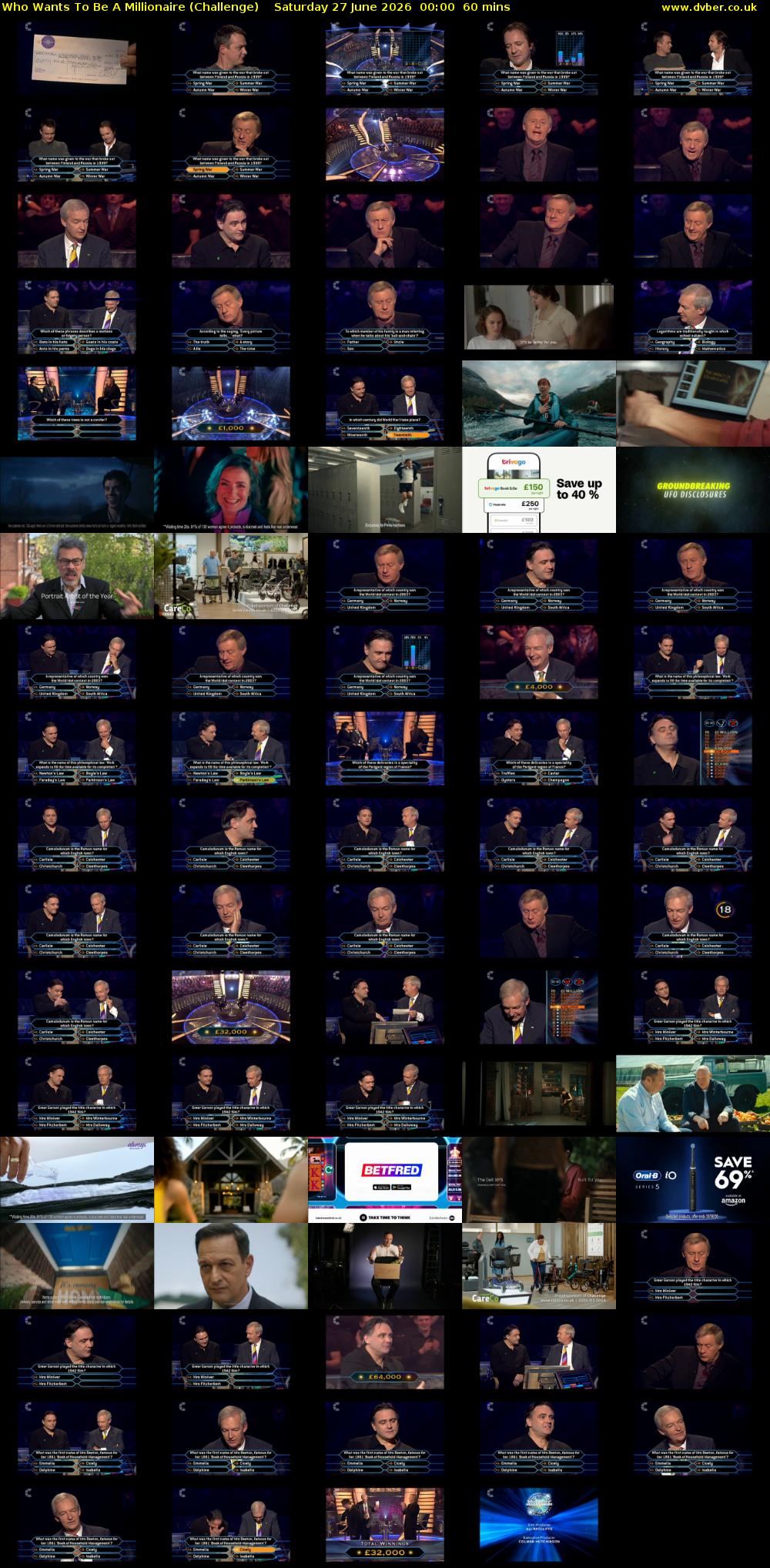 Who Wants To Be A Millionaire (Challenge) Saturday 27 June 2026 00:00 - 01:00