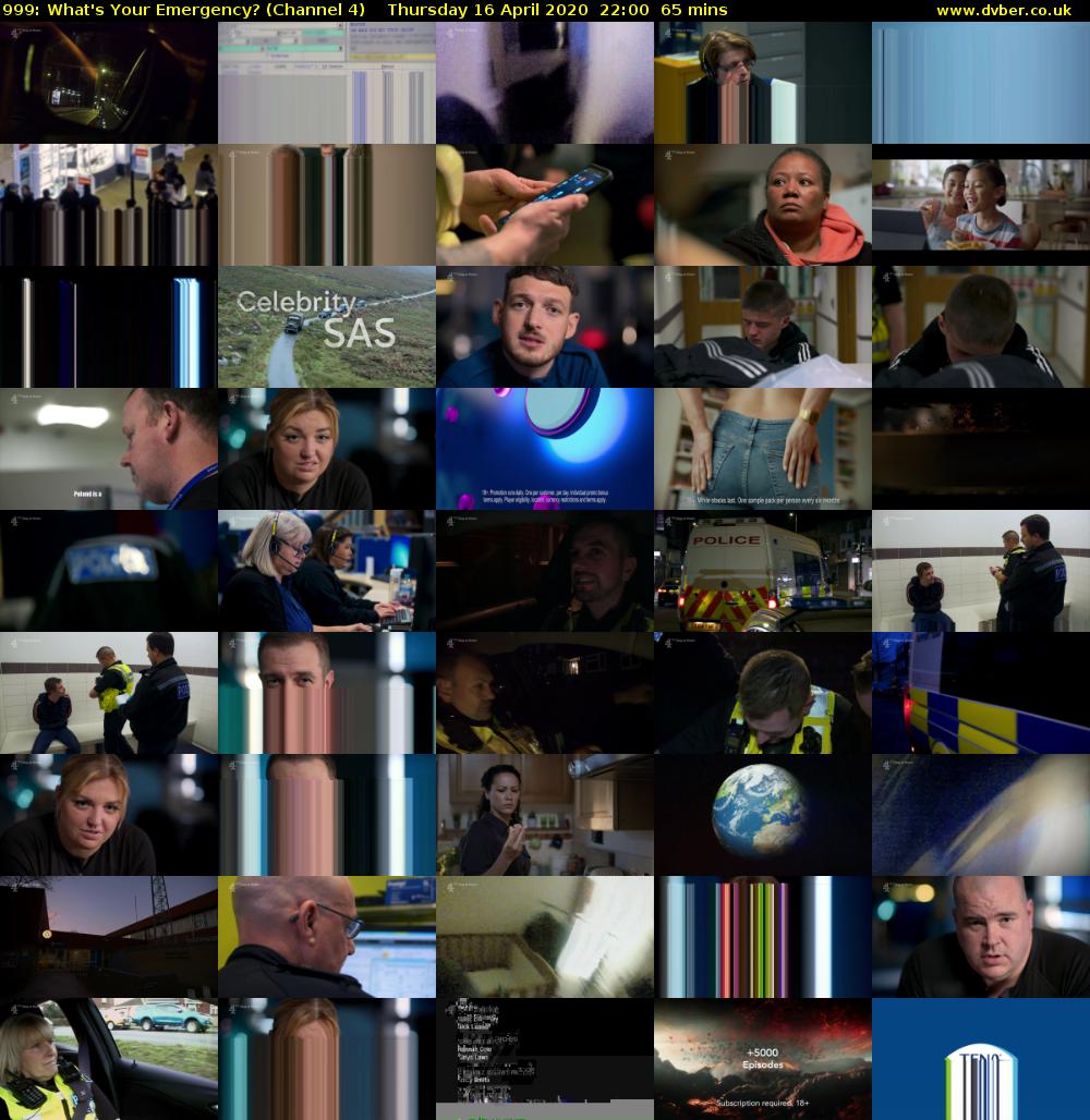 999: What's Your Emergency? (Channel 4) Thursday 16 April 2020 22:00 - 23:05