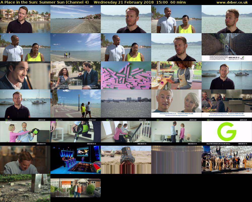 A Place in the Sun: Summer Sun (Channel 4) Wednesday 21 February 2018 15:00 - 16:00