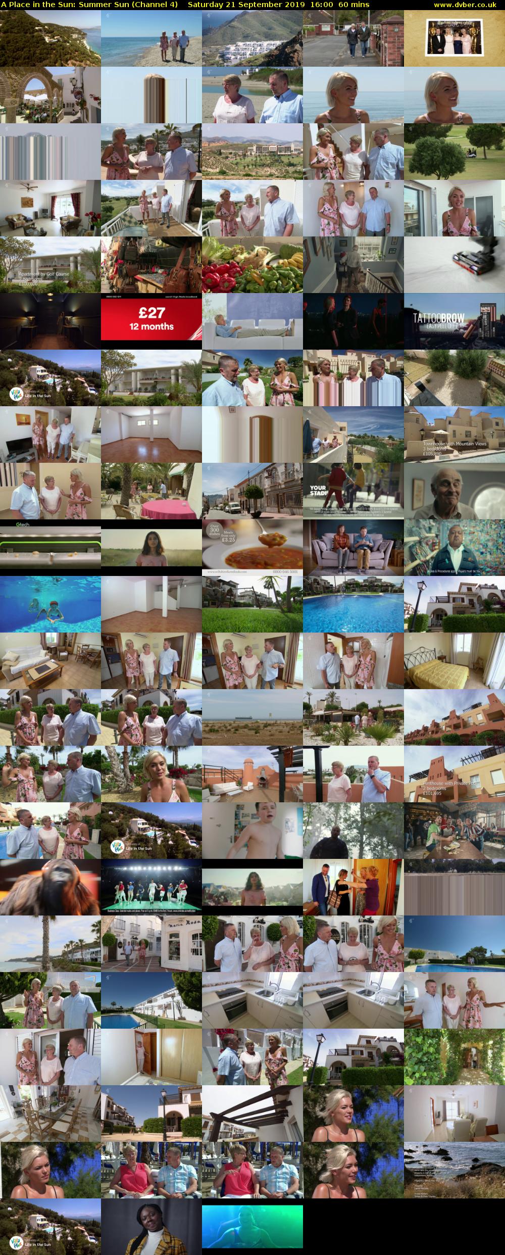 A Place in the Sun: Summer Sun (Channel 4) Saturday 21 September 2019 16:00 - 17:00