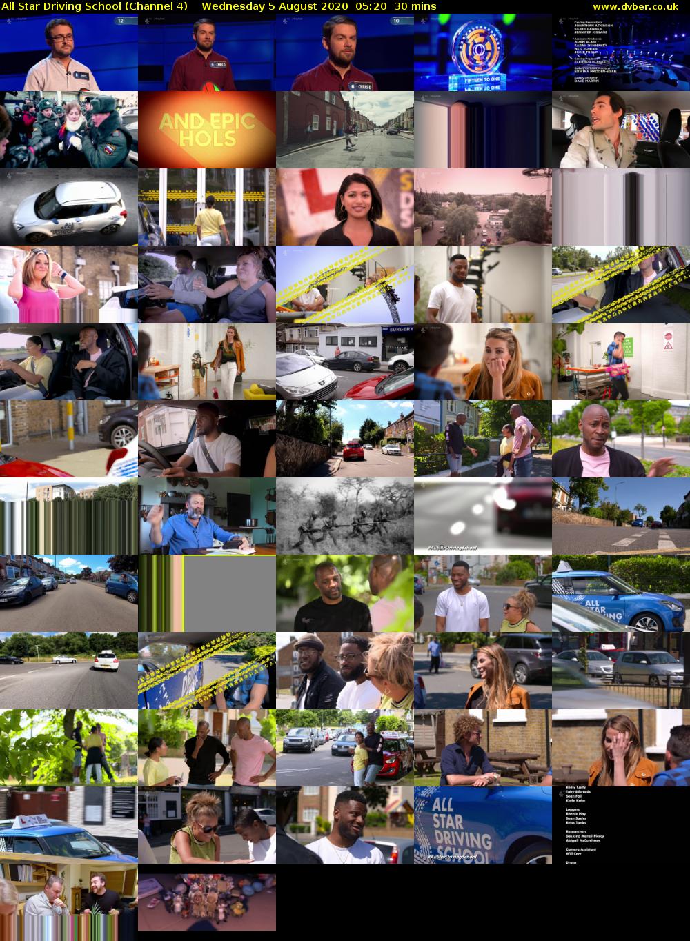 All Star Driving School (Channel 4) Wednesday 5 August 2020 05:20 - 05:50