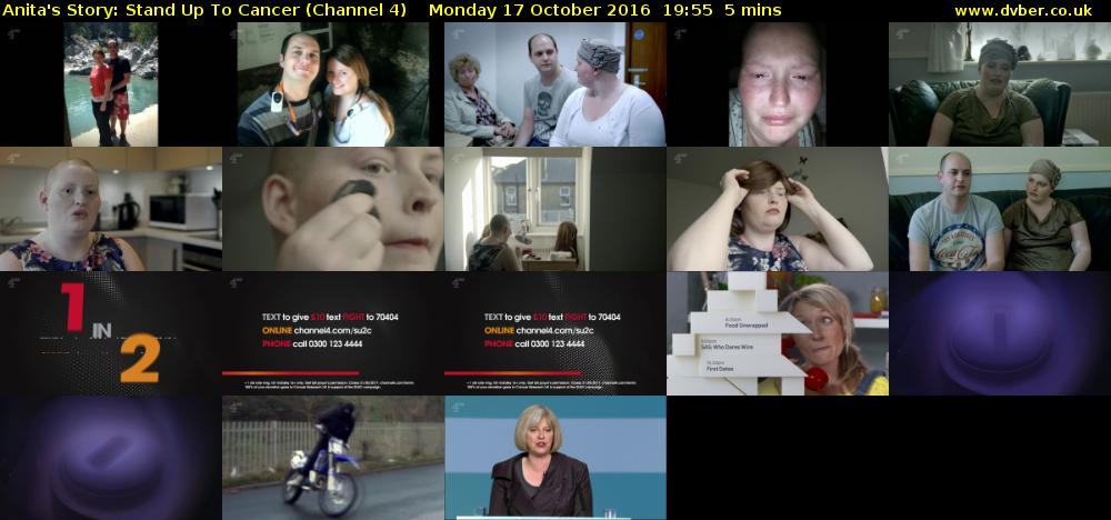 Anita's Story: Stand Up To Cancer (Channel 4) Monday 17 October 2016 19:55 - 20:00