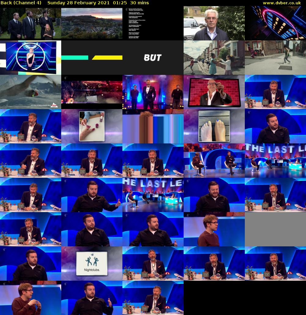 Back (Channel 4) Sunday 28 February 2021 01:25 - 01:55