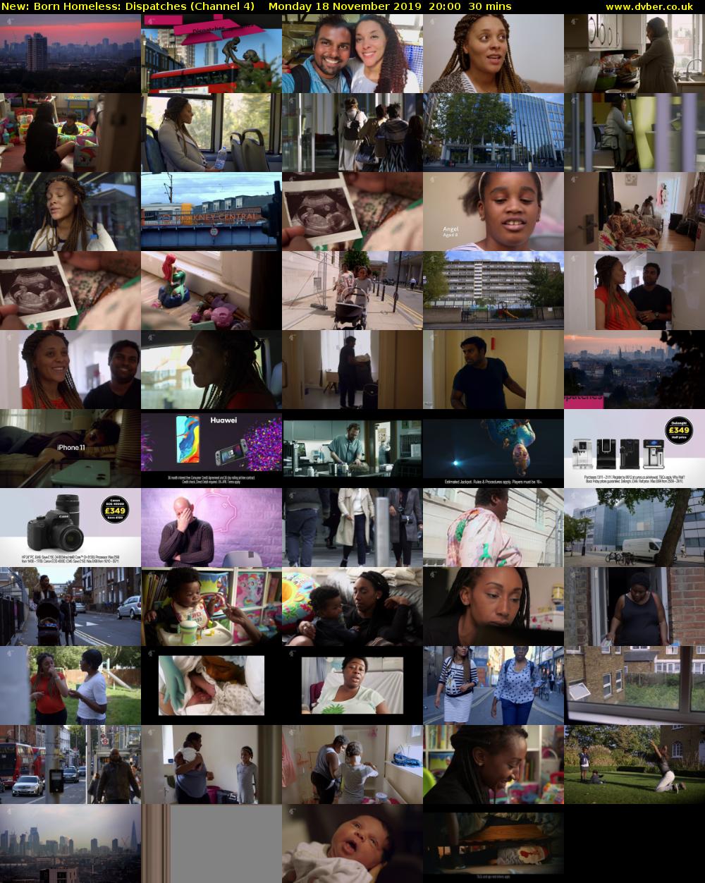 Born Homeless: Dispatches (Channel 4) Monday 18 November 2019 20:00 - 20:30