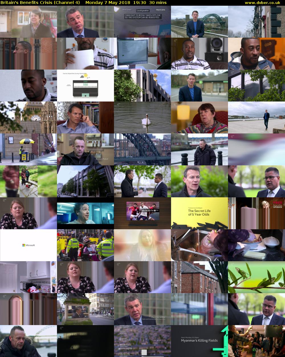 Britain's Benefits Crisis (Channel 4) Monday 7 May 2018 19:30 - 20:00