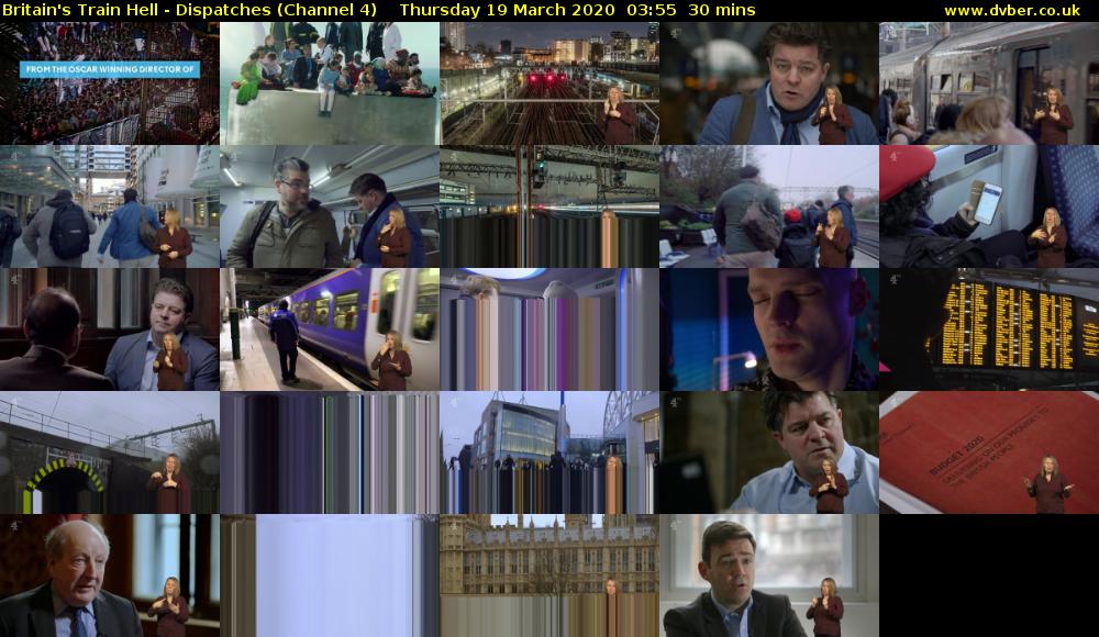 Britain's Train Hell - Dispatches (Channel 4) Thursday 19 March 2020 03:55 - 04:25