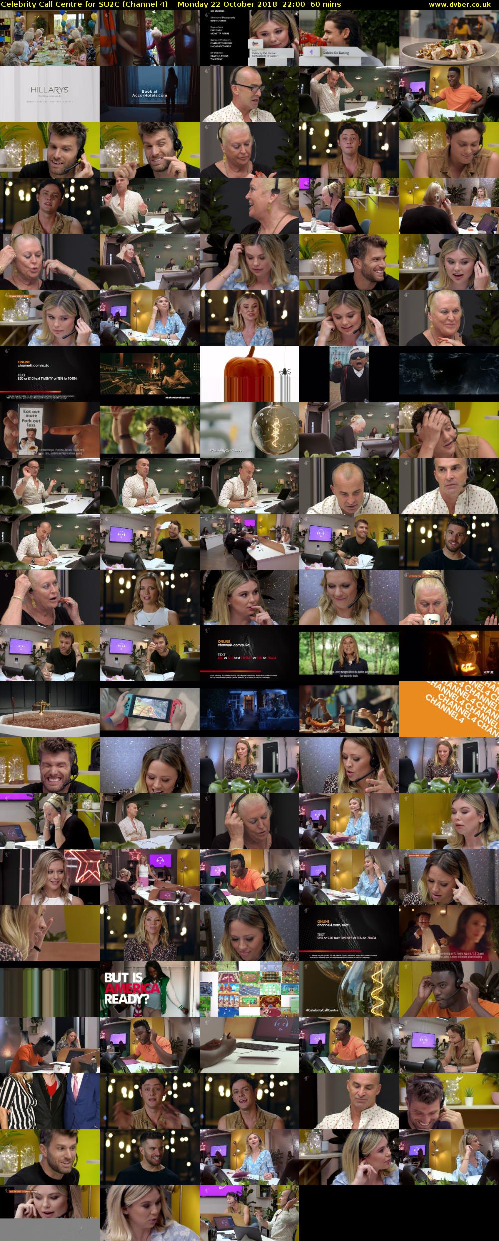Celebrity Call Centre for SU2C (Channel 4) Monday 22 October 2018 22:00 - 23:00