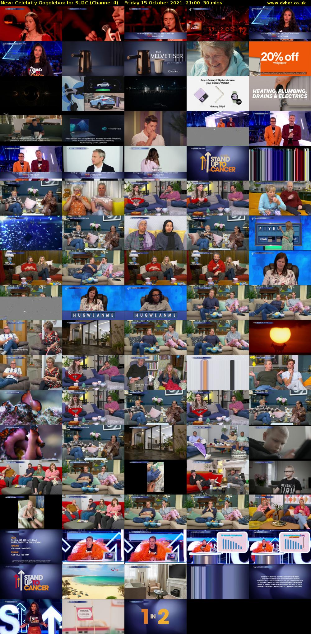 Celebrity Gogglebox for SU2C (Channel 4) Friday 15 October 2021 21:00 - 21:30