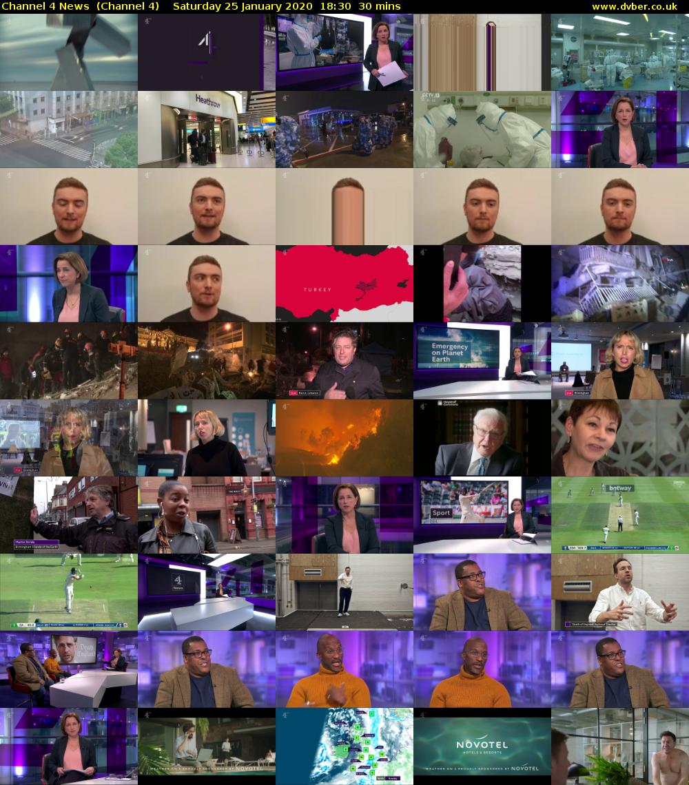 Channel 4 News  (Channel 4) Saturday 25 January 2020 18:30 - 19:00