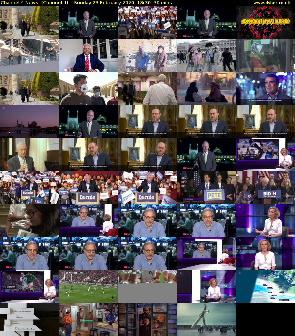 Channel 4 News  (Channel 4) Sunday 23 February 2020 18:30 - 19:00