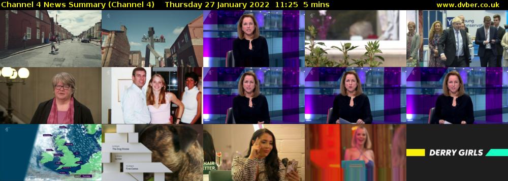 Channel 4 News Summary (Channel 4) Thursday 27 January 2022 11:25 - 11:30