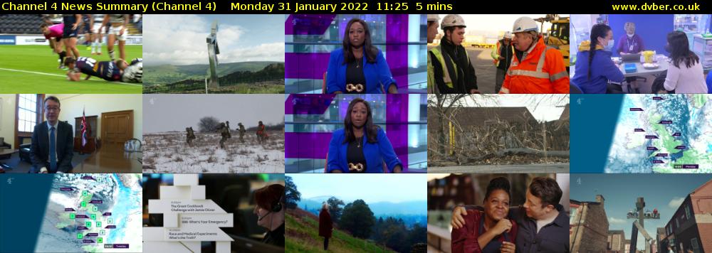 Channel 4 News Summary (Channel 4) Monday 31 January 2022 11:25 - 11:30