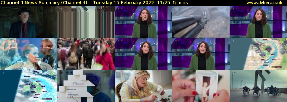 Channel 4 News Summary (Channel 4) Tuesday 15 February 2022 11:25 - 11:30