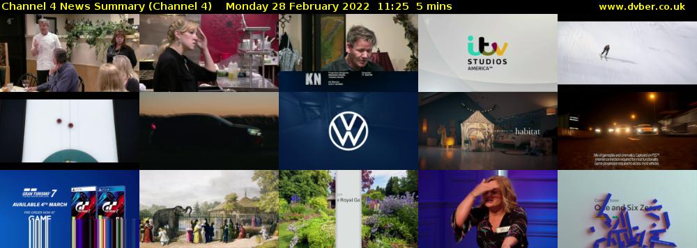Channel 4 News Summary (Channel 4) Monday 28 February 2022 11:25 - 11:30
