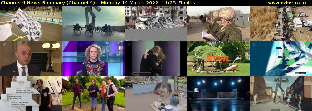 Channel 4 News Summary (Channel 4) Monday 14 March 2022 11:25 - 11:30