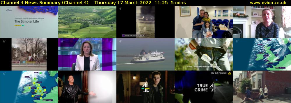 Channel 4 News Summary (Channel 4) Thursday 17 March 2022 11:25 - 11:30