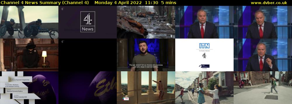 Channel 4 News Summary (Channel 4) Monday 4 April 2022 11:30 - 11:35