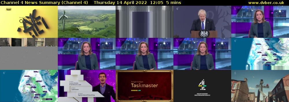 Channel 4 News Summary (Channel 4) Thursday 14 April 2022 12:05 - 12:10