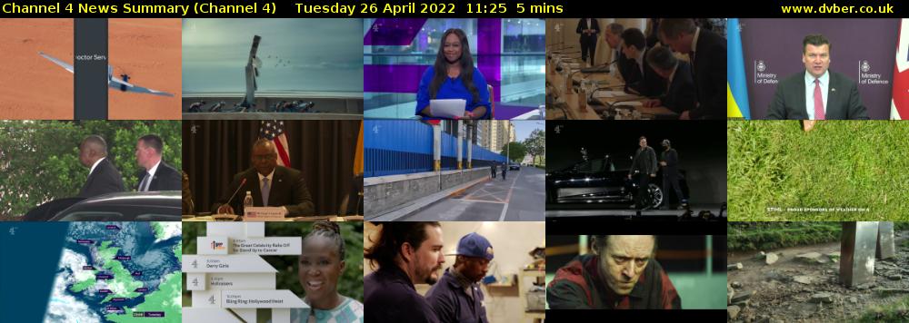 Channel 4 News Summary (Channel 4) Tuesday 26 April 2022 11:25 - 11:30