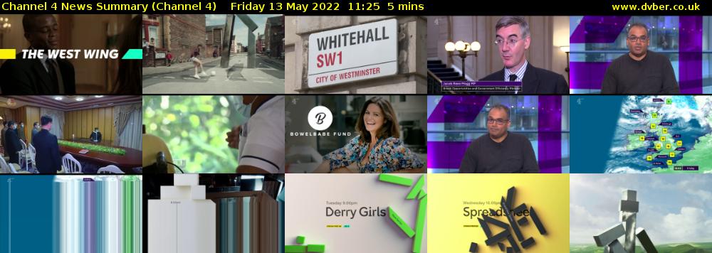 Channel 4 News Summary (Channel 4) Friday 13 May 2022 11:25 - 11:30