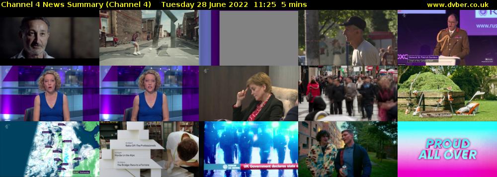 Channel 4 News Summary (Channel 4) Tuesday 28 June 2022 11:25 - 11:30