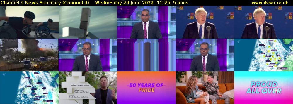 Channel 4 News Summary (Channel 4) Wednesday 29 June 2022 11:25 - 11:30