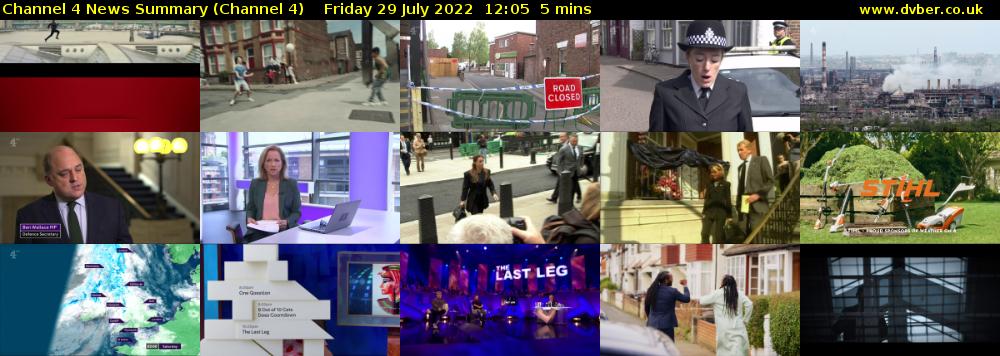 Channel 4 News Summary (Channel 4) Friday 29 July 2022 12:05 - 12:10