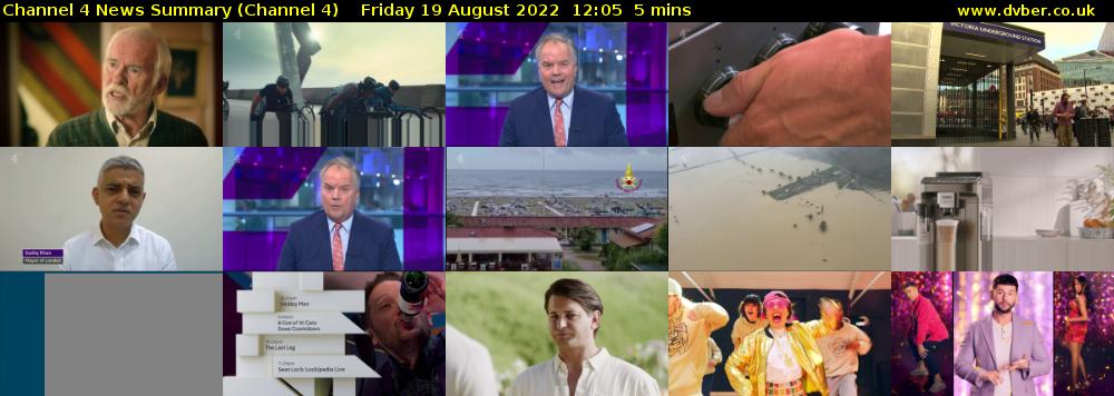 Channel 4 News Summary (Channel 4) Friday 19 August 2022 12:05 - 12:10