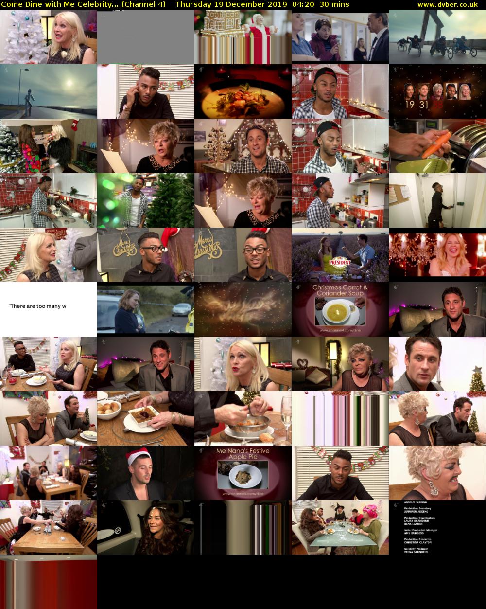 Come Dine with Me Celebrity... (Channel 4) Thursday 19 December 2019 04:20 - 04:50