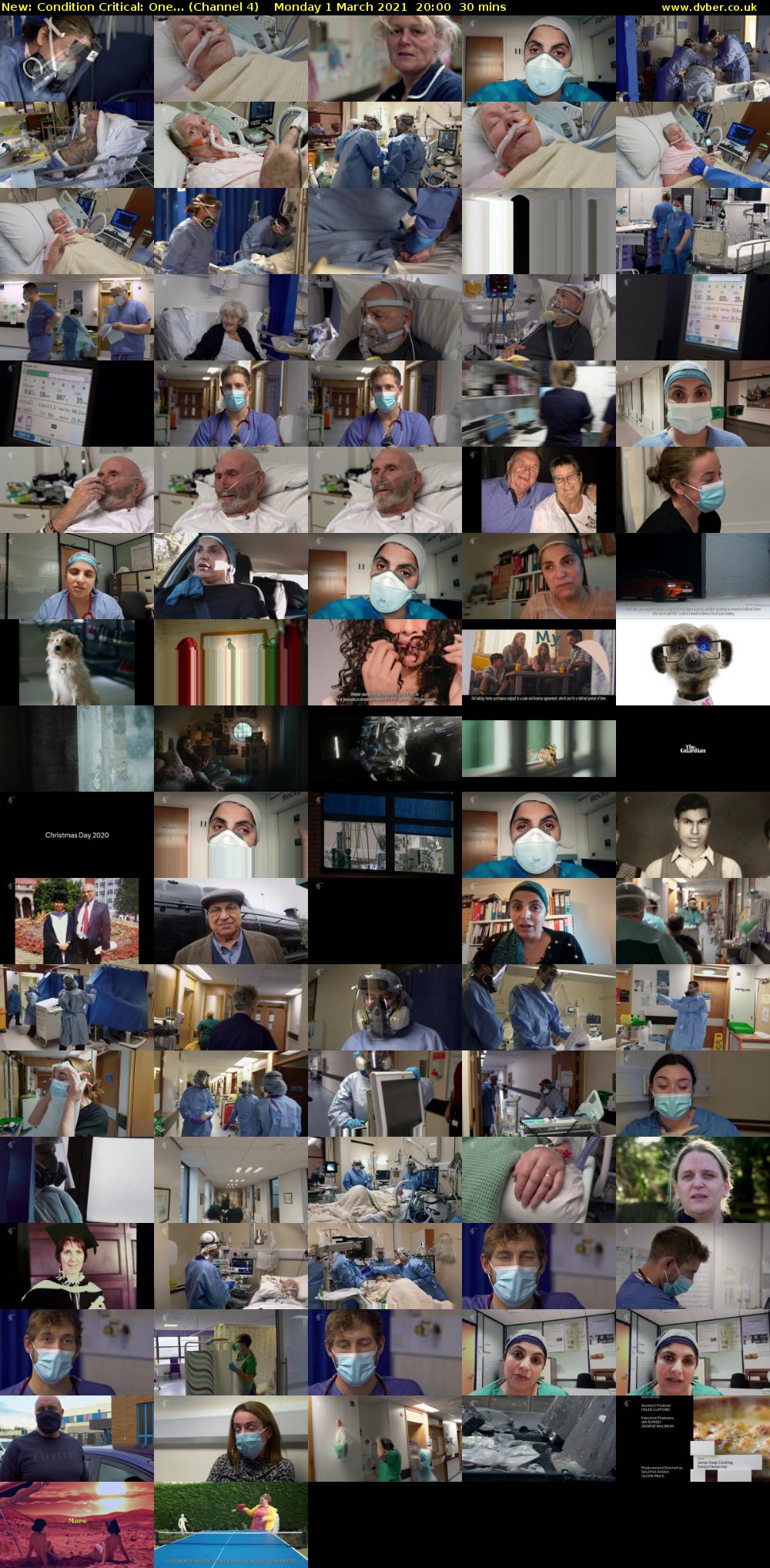 Condition Critical: One... (Channel 4) Monday 1 March 2021 20:00 - 20:30