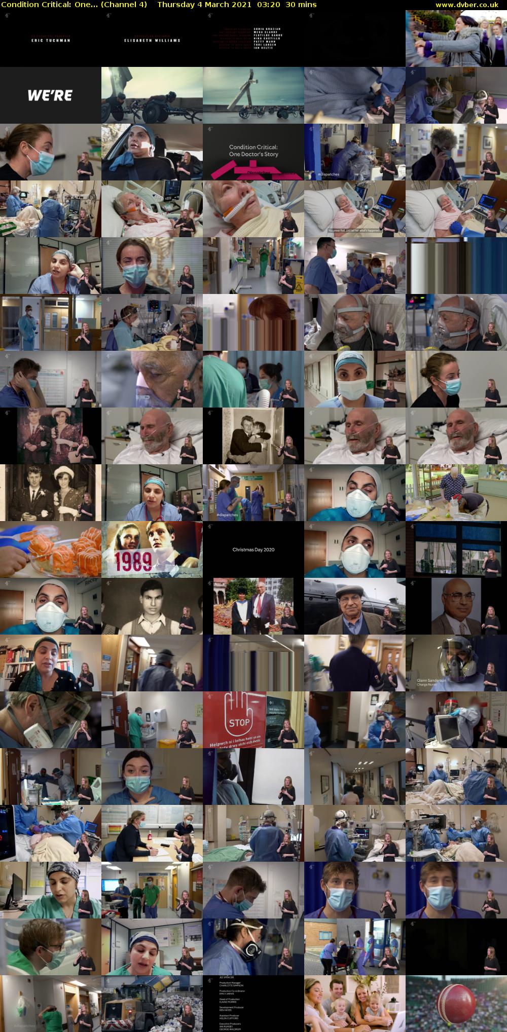 Condition Critical: One... (Channel 4) Thursday 4 March 2021 03:20 - 03:50