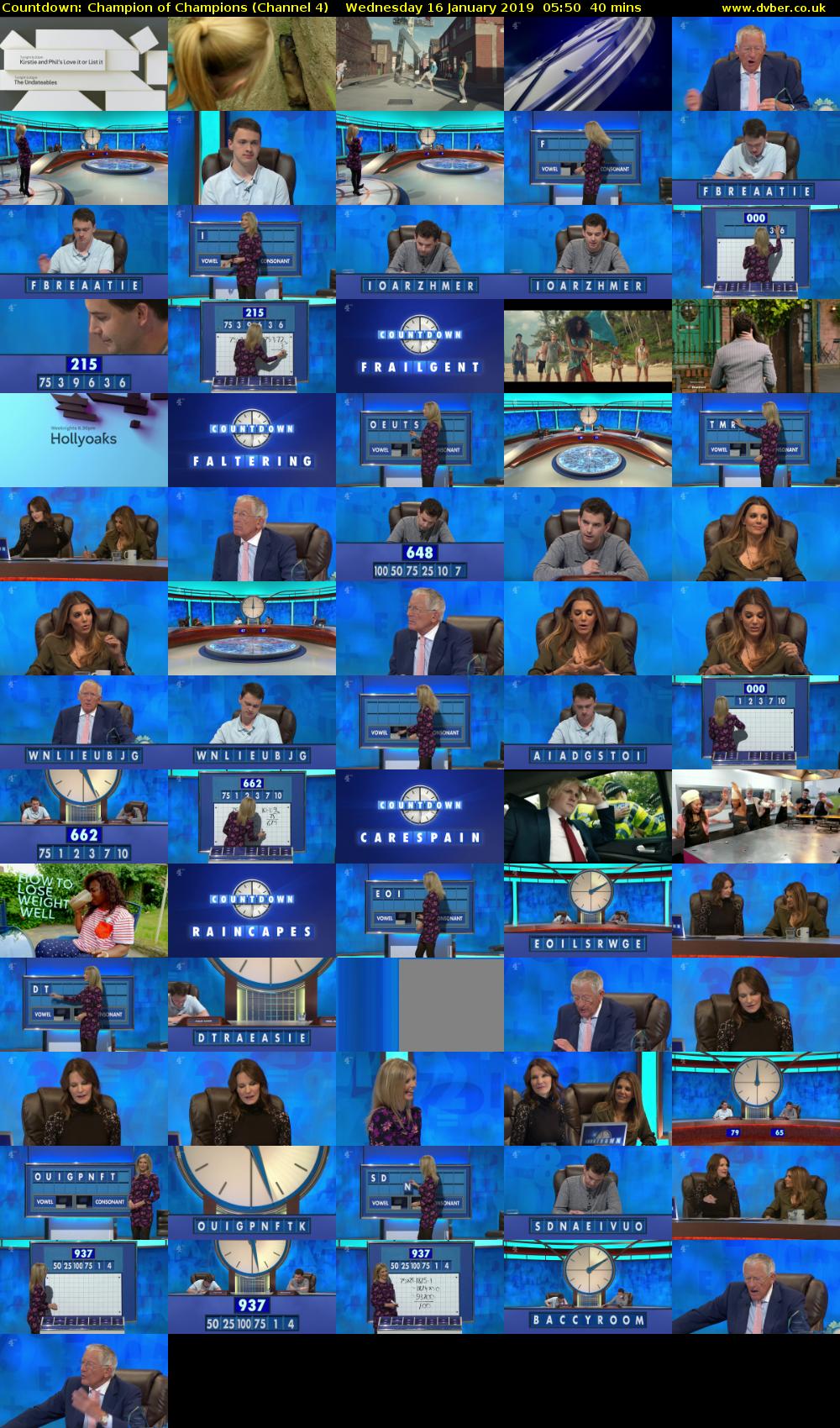 Countdown: Champion of Champions (Channel 4) Wednesday 16 January 2019 05:50 - 06:30