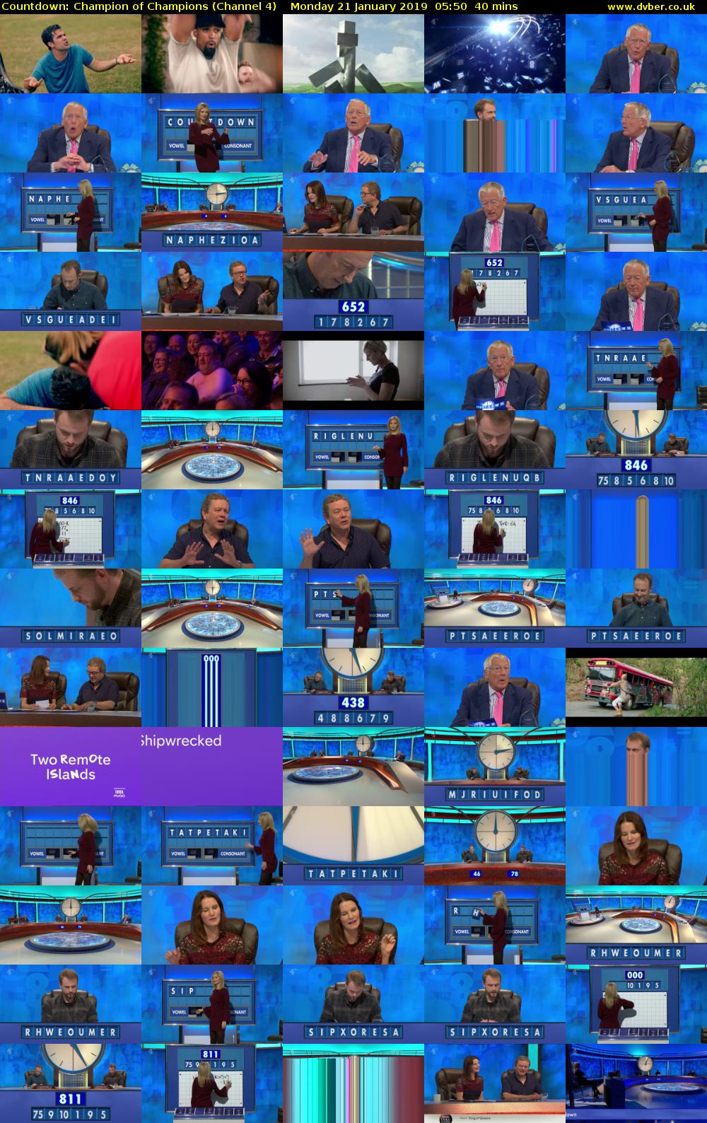 Countdown: Champion of Champions (Channel 4) Monday 21 January 2019 05:50 - 06:30