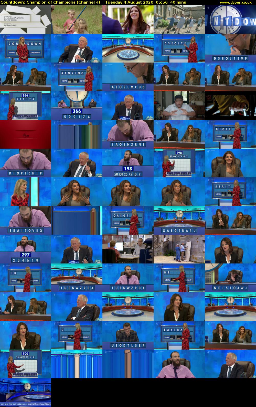 Countdown: Champion of Champions (Channel 4) Tuesday 4 August 2020 05:50 - 06:30