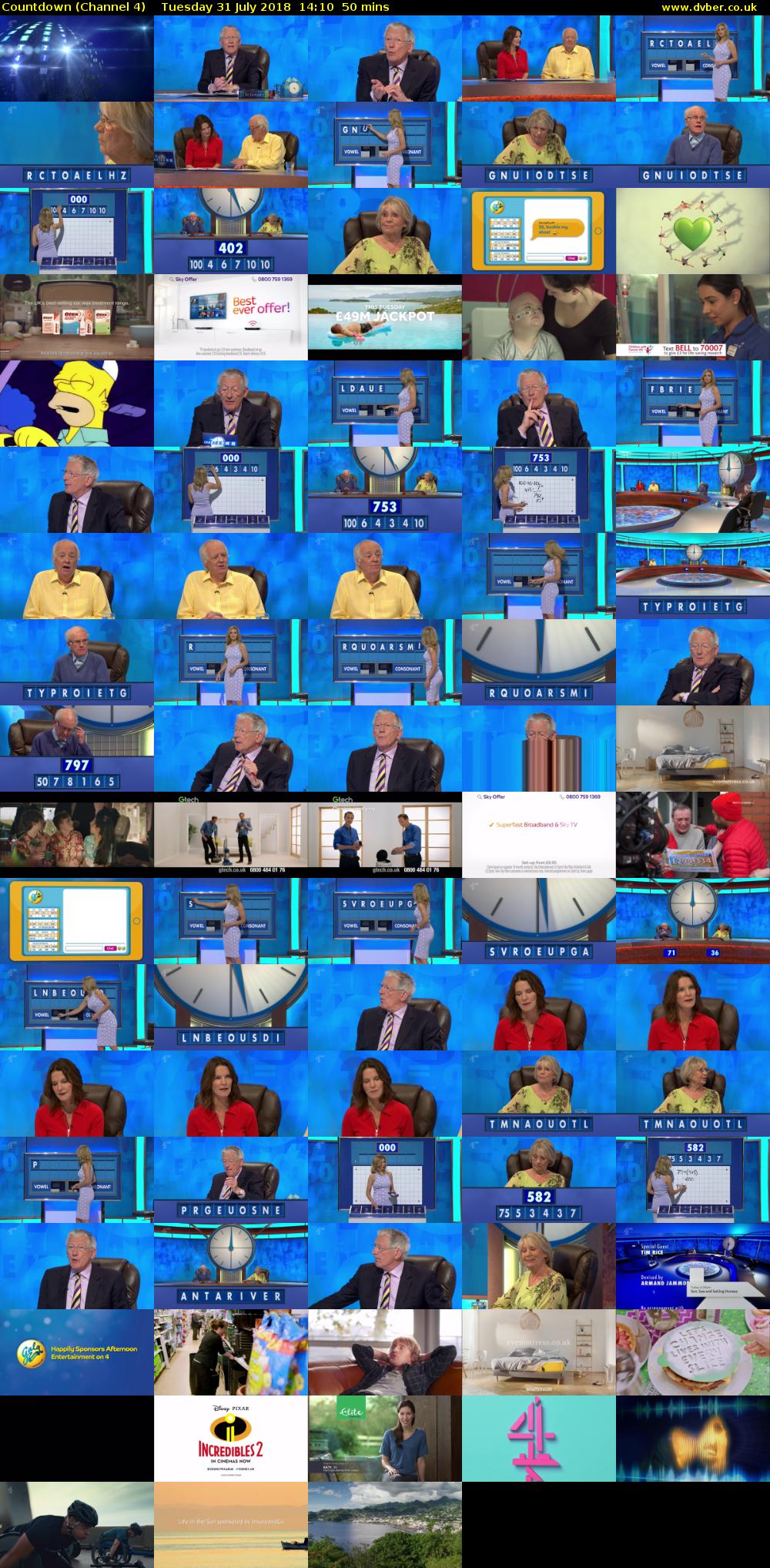 Countdown (Channel 4) Tuesday 31 July 2018 14:10 - 15:00