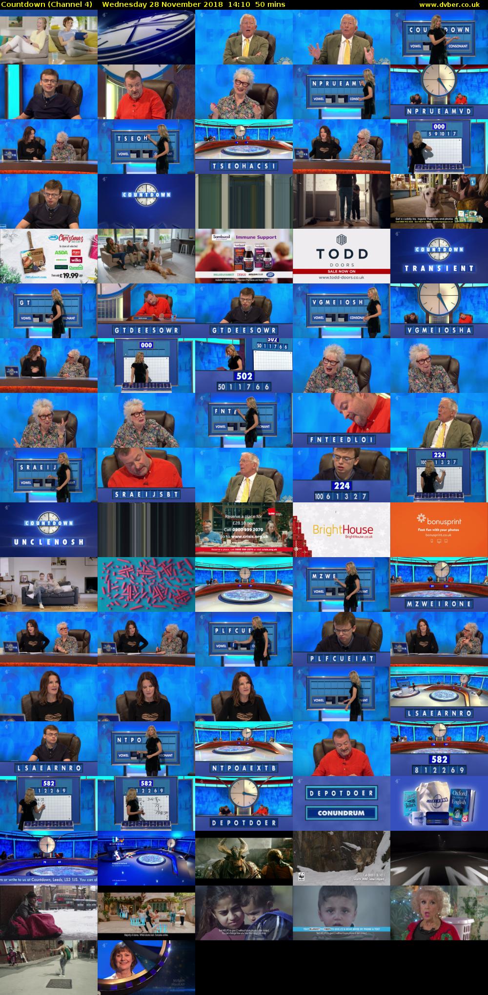 Countdown (Channel 4) Wednesday 28 November 2018 14:10 - 15:00