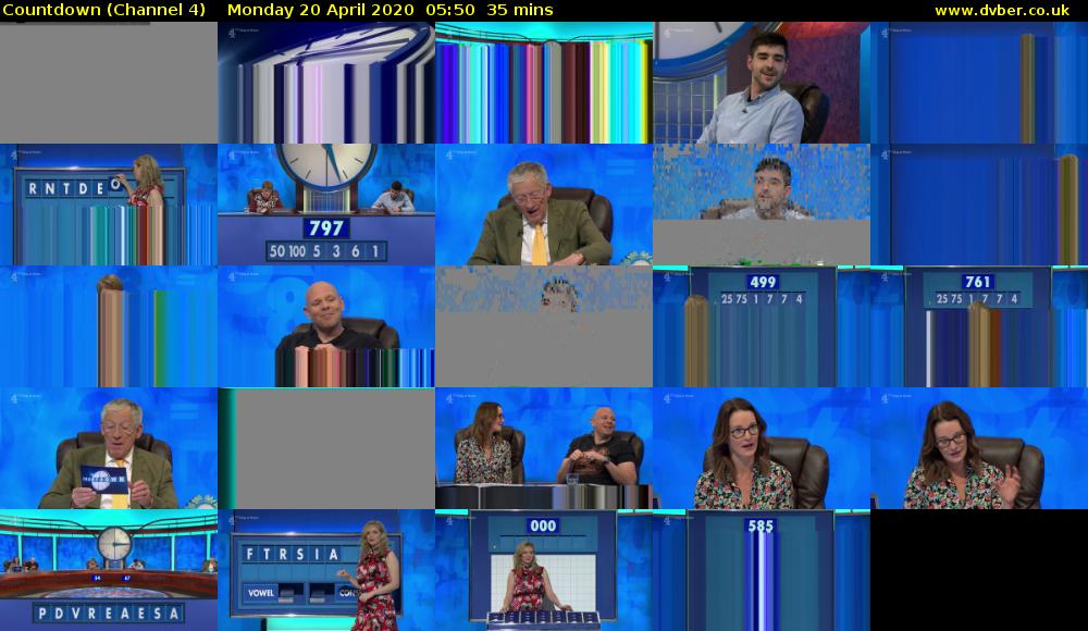 Countdown (Channel 4) Monday 20 April 2020 05:50 - 06:25
