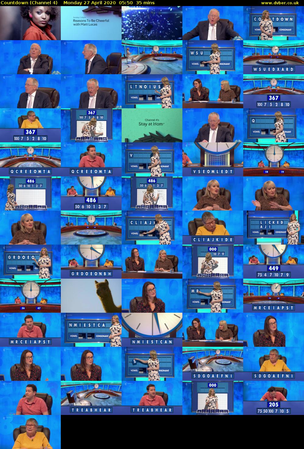 Countdown (Channel 4) Monday 27 April 2020 05:50 - 06:25