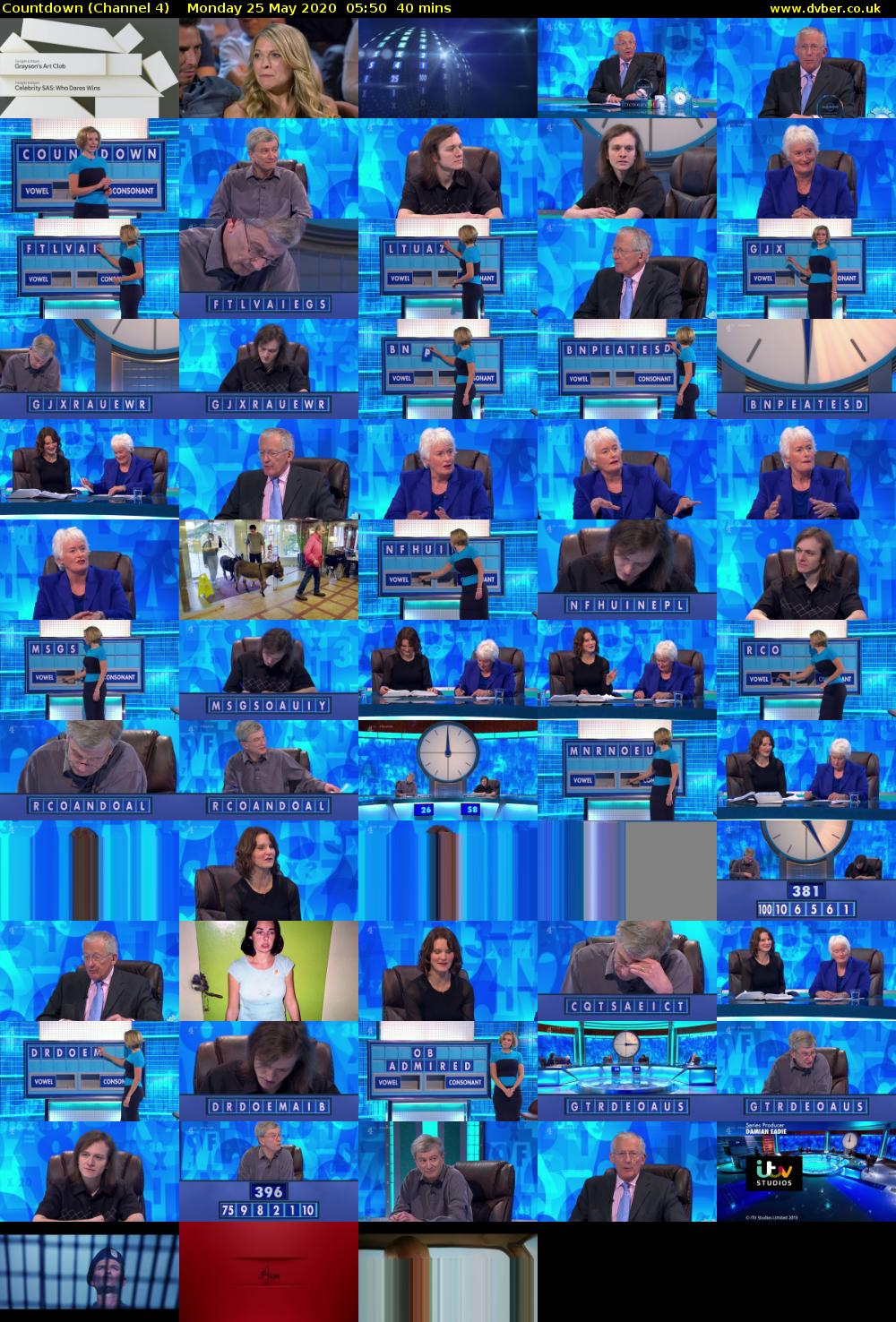 Countdown (Channel 4) Monday 25 May 2020 05:50 - 06:30