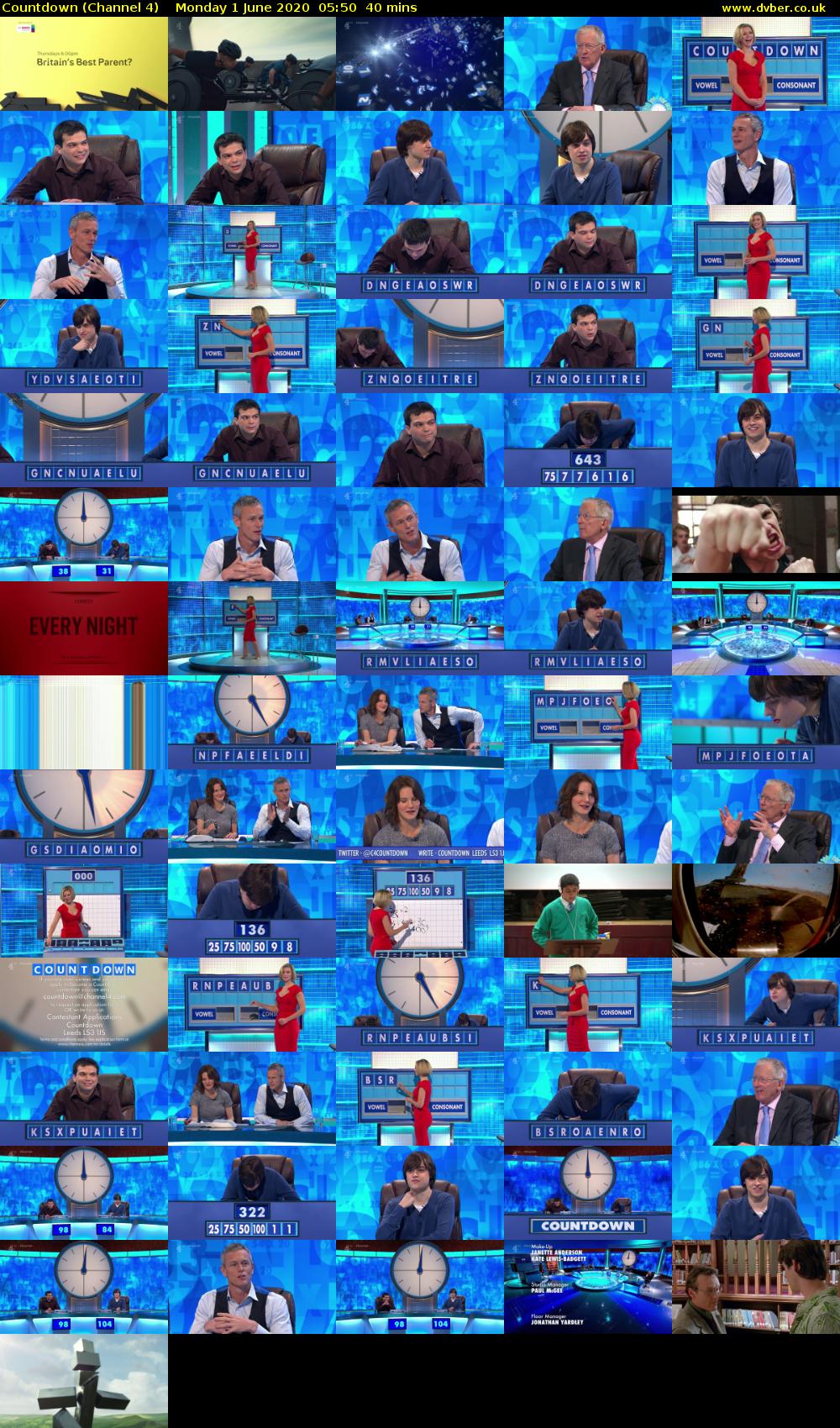 Countdown (Channel 4) Monday 1 June 2020 05:50 - 06:30