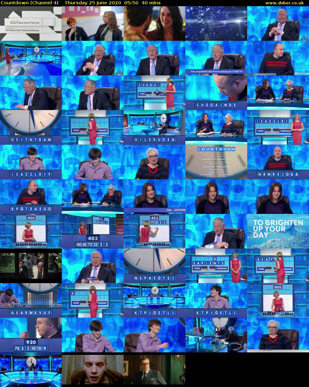 Countdown (Channel 4) Thursday 25 June 2020 05:50 - 06:30