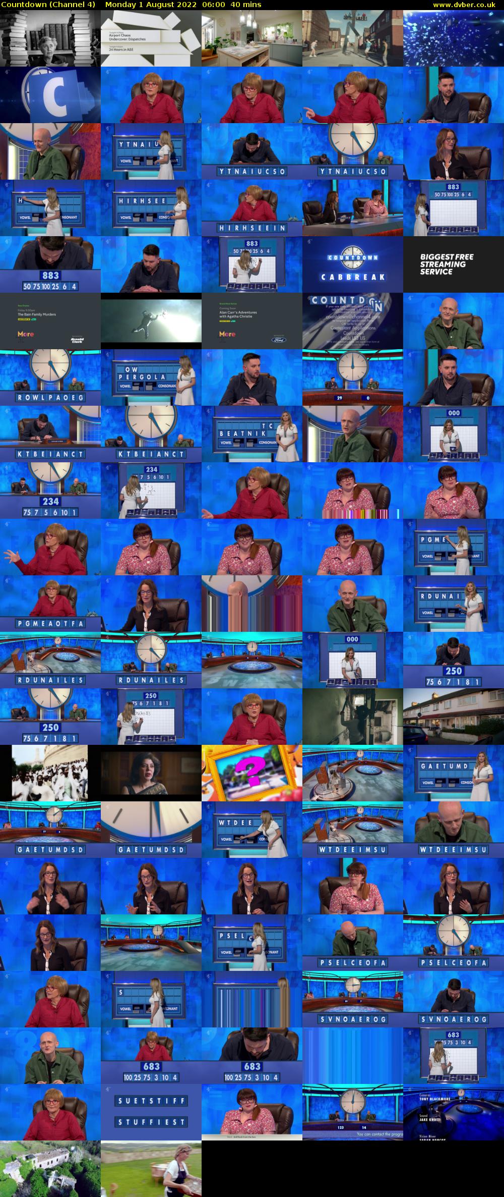 Countdown (Channel 4) Monday 1 August 2022 06:00 - 06:40