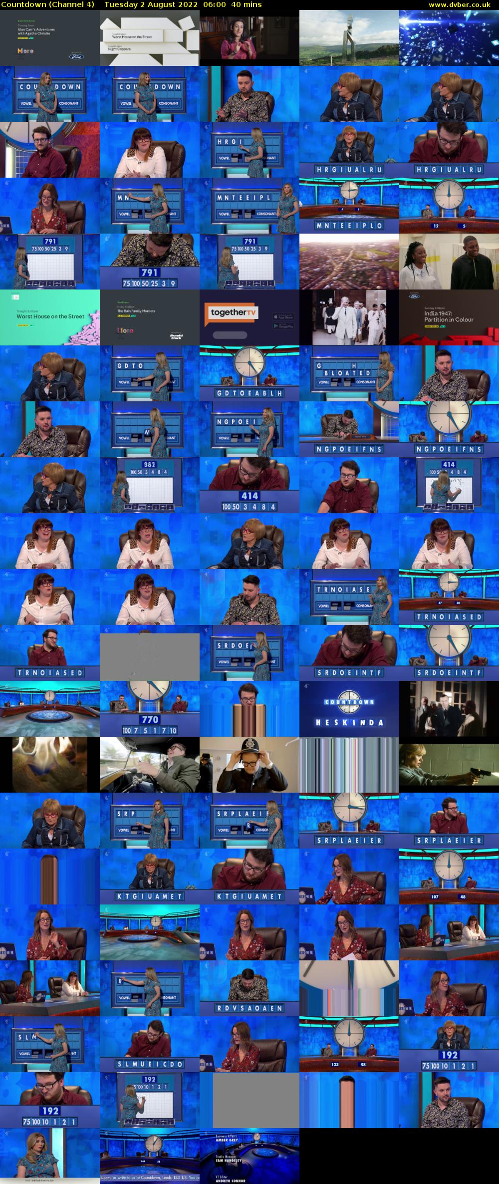 Countdown (Channel 4) Tuesday 2 August 2022 06:00 - 06:40