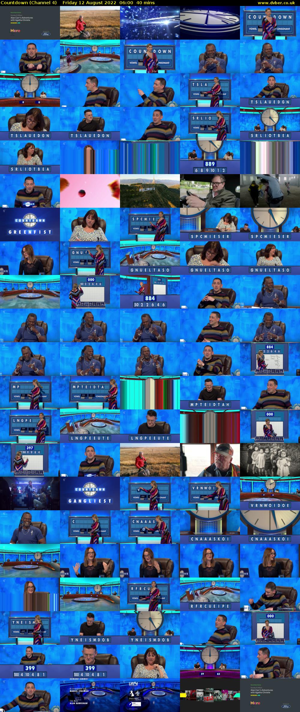 Countdown (Channel 4) Friday 12 August 2022 06:00 - 06:40