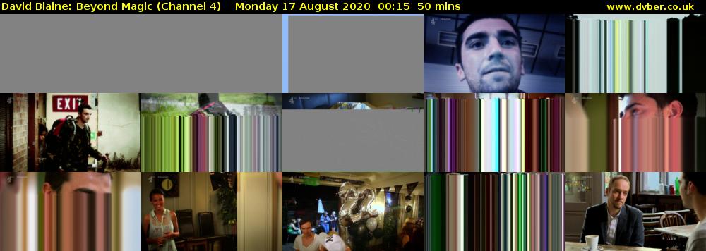 David Blaine: Beyond Magic (Channel 4) Monday 17 August 2020 00:15 - 01:05