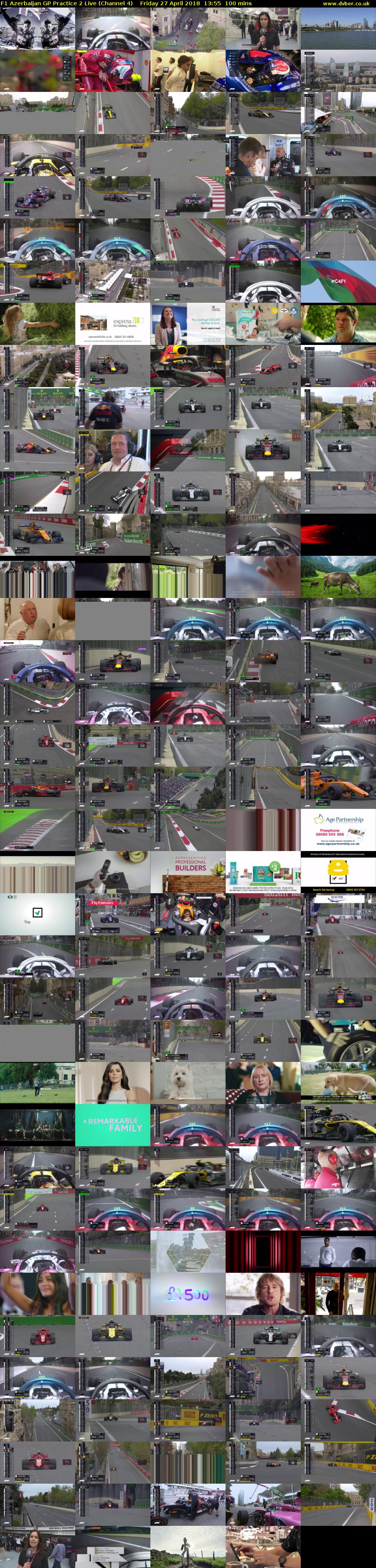 F1 Azerbaijan GP Practice 2 Live (Channel 4) Friday 27 April 2018 13:55 - 15:35