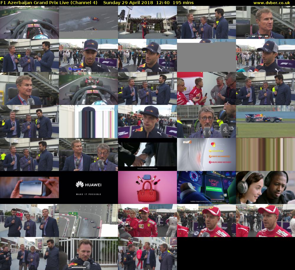 F1 Azerbaijan Grand Prix Live (Channel 4) Sunday 29 April 2018 12:40 - 15:55