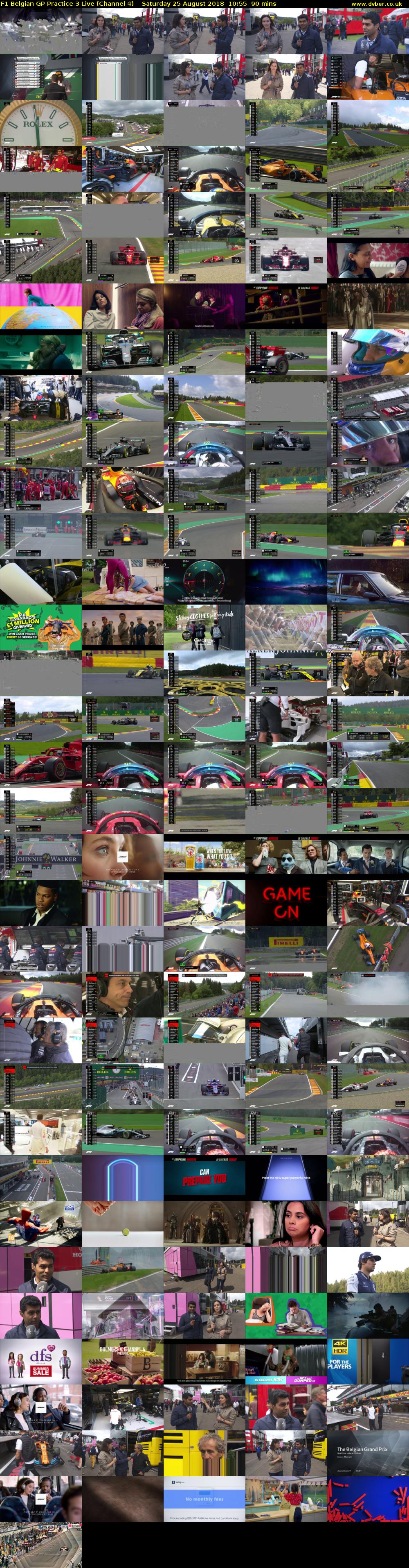 F1 Belgian GP Practice 3 Live (Channel 4) Saturday 25 August 2018 10:55 - 12:25
